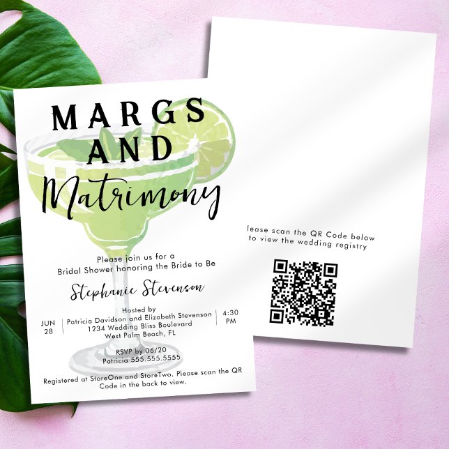 Invitation Marges et mariage QR Code Margarita Fête des marié (Créateur téléchargé)