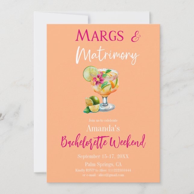 Invitation Marges et Mariage Tequila & Fiesta Bachelorette (Devant)