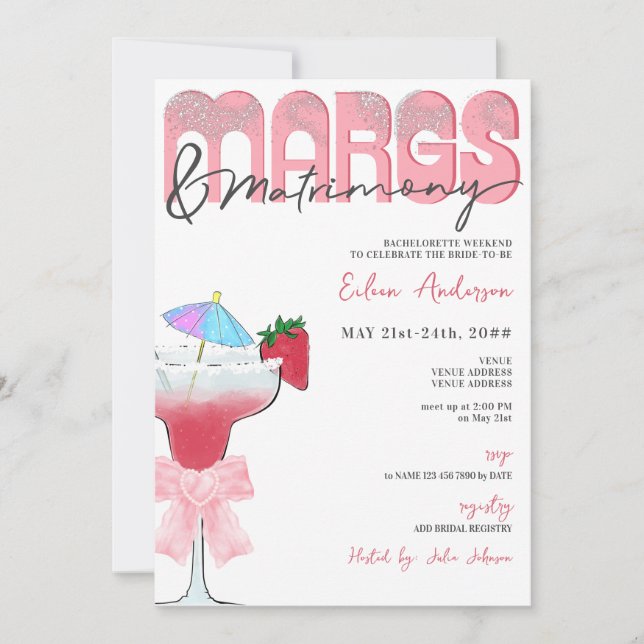 Invitation Marges & Mariage Coquette Bow Bachelorette Party (Devant)