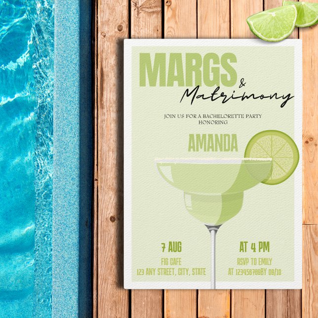 Invitation Marges & Mariage Retro Cocktail Bachelorette (Margs & Matrimony Bachelorette Party Invitation)