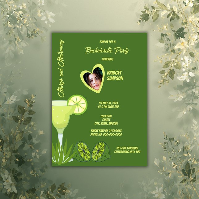 Invitation margs et mariage Bachelorette portrait (Créateur téléchargé)