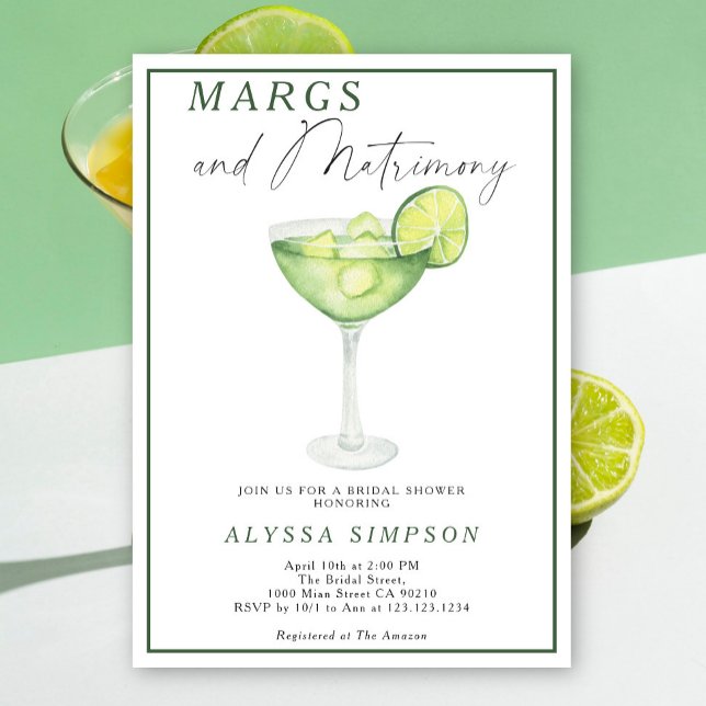 Invitation Margs et Matrimony Lime Margarita Enterrement de V (Créateur téléchargé)