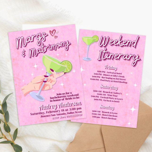 Invitation Margs et Matrimony - Week-end de célibataire (Margs and Matrimony - Bachelorette Weekend Invitation)
