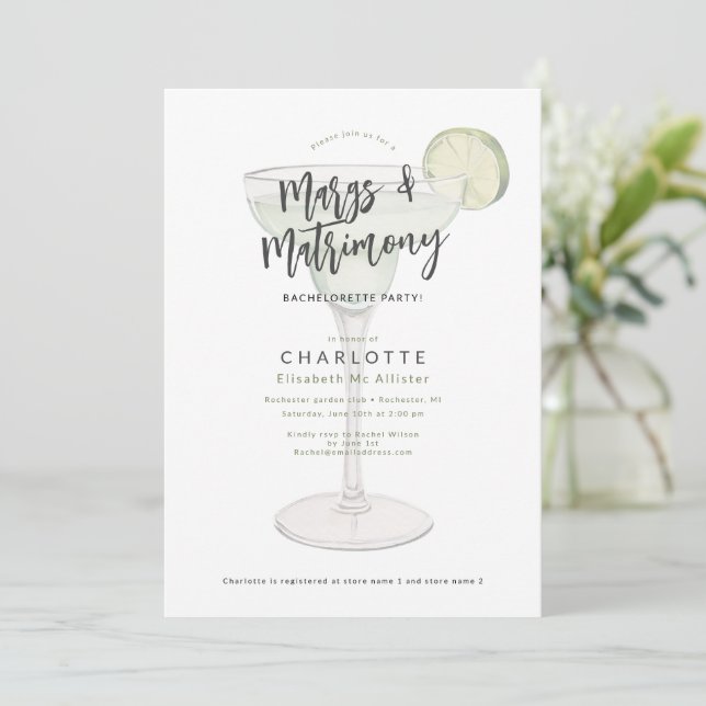 Invitation Margs & matrimoniale bachelorette douche (Debout devant)