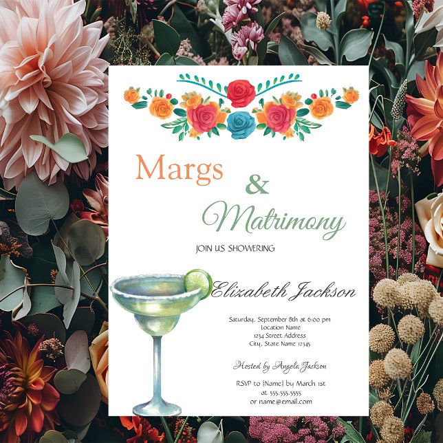 Invitation Margs & Matrimony  Fête de fiançailles Margarita  (Créateur téléchargé)