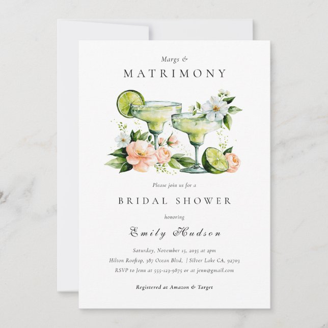 Invitation Margs & Matrimony Floral Bridal Shower (Devant)