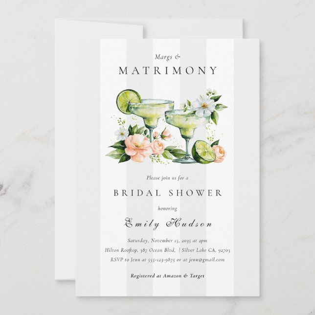 Invitation Margs & Matrimony Floral Bridal Shower (Devant)