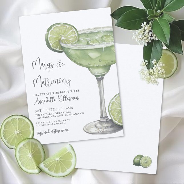 Invitation Margs & Matrimony Margarita Fête de Fiançailles (Margs & Matrimony Margarita Bridal Shower Invitation)