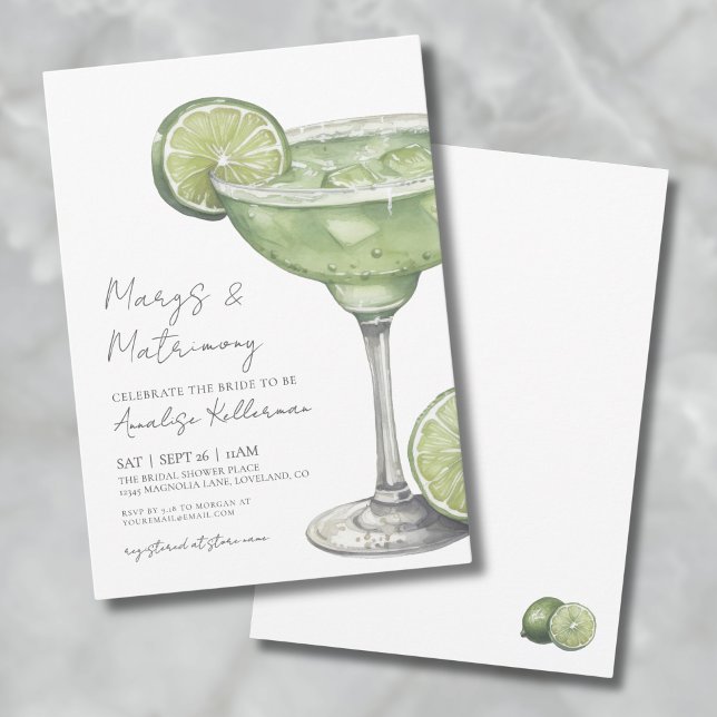 Invitation Margs & Matrimony Margarita Fête de Fiançailles (Margs & Matrimony Margarita Bridal Shower Invitation)