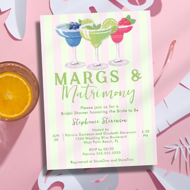 Invitation Margs & Matrimony Rose Menthe Verte Enterrement de (Créateur téléchargé)