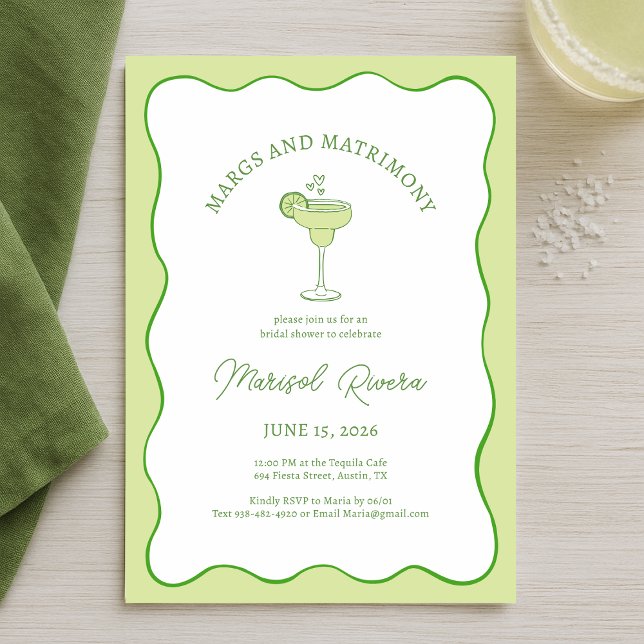 Invitation "Margs & Matrimony" Tequila Lime Bridal Shower (Créateur téléchargé)