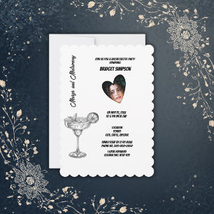 Invitation margs noir Bachelorette et photo de la fête matrim