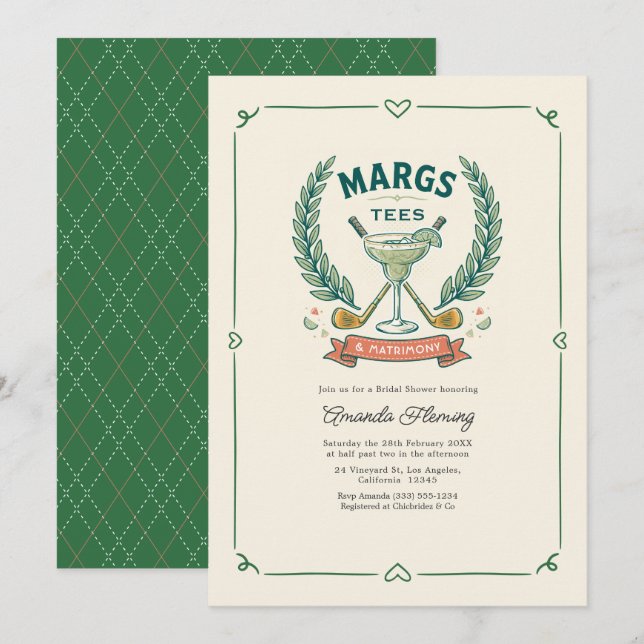 Invitation Margs T-shirts & Mariage Golf Enterrement de Fianç (Devant / Derrière)