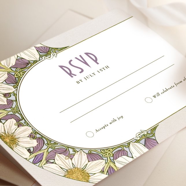 Invitation Marguerite Daisy Lavender Wedding RSVP Art Nouveau (Créateur téléchargé)