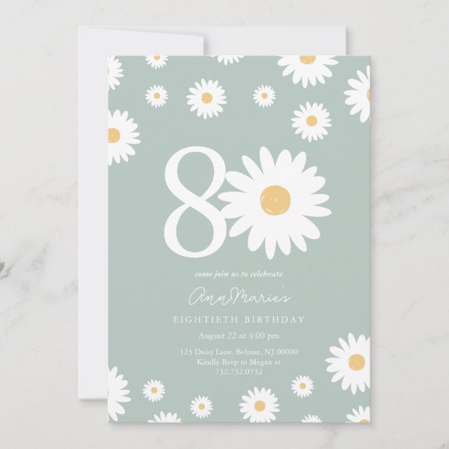 Invitation Marguerite Intemporelle Quatre-Vingts Ans (Devant)