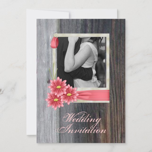 Invitation marguerite rustique mariage campagnard ouest (Devant)