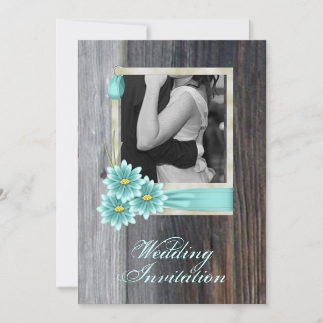 Invitation marguerite rustique mariage campagnard ouest (Devant)