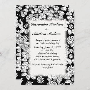 Invitation Marguerites blanches avec Mariage Arrière - plan n