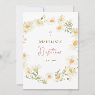 Invitation marguerites d'aquarelle Baptême