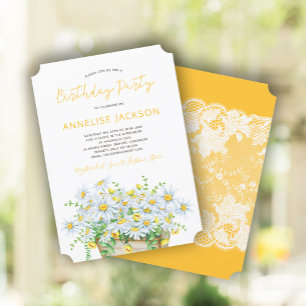 Invitation Marguerites d'été jaunes fête d'anniversaire en de