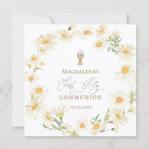 Invitation marguerites fleurs couronne première sainte commun