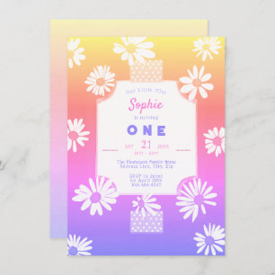 Invitation Marguerites sucrées Whimsical Rainbow Little Miss 