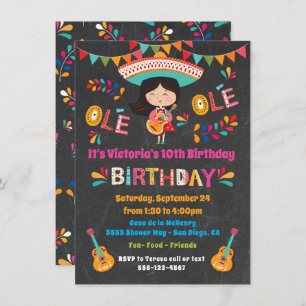 Invitation Mariachi Fille Mexicaine Fête d'anniversaire