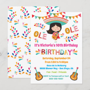 Invitation Mariachi Fille Mexicaine Fête d'anniversaire