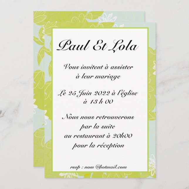 invitation mariage (Devant / Derrière)