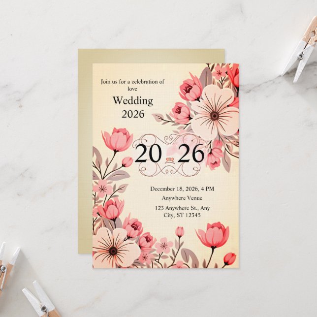 Invitation mariage 2026 (Devant/Arrière en situation)