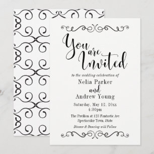 Invitation Mariage 2 Texte Noir Élégant Moderne Embellie