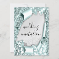 Mariage 3D, effet cadre Florals Argent Aqua Mint