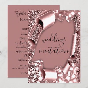 Invitation Mariage 3D Panier effet Cadre Floraux Rose Glam