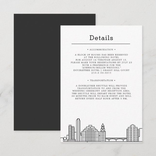 Invitation Mariage à Austin | Détails des invités (Devant / Derrière)