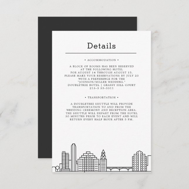 Invitation Mariage à Austin | Détails pour les invités (Devant / Derrière)