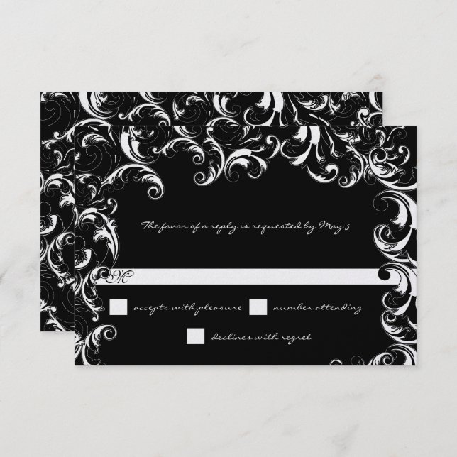 Invitation Mariage à balayage noir et blanc (Devant / Derrière)