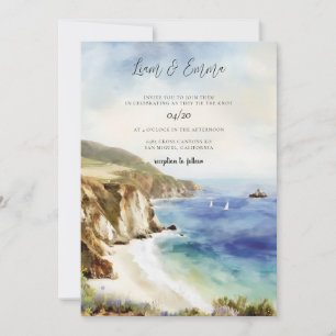 Invitation Mariage à Big Sur en Californie sur la côte avec a