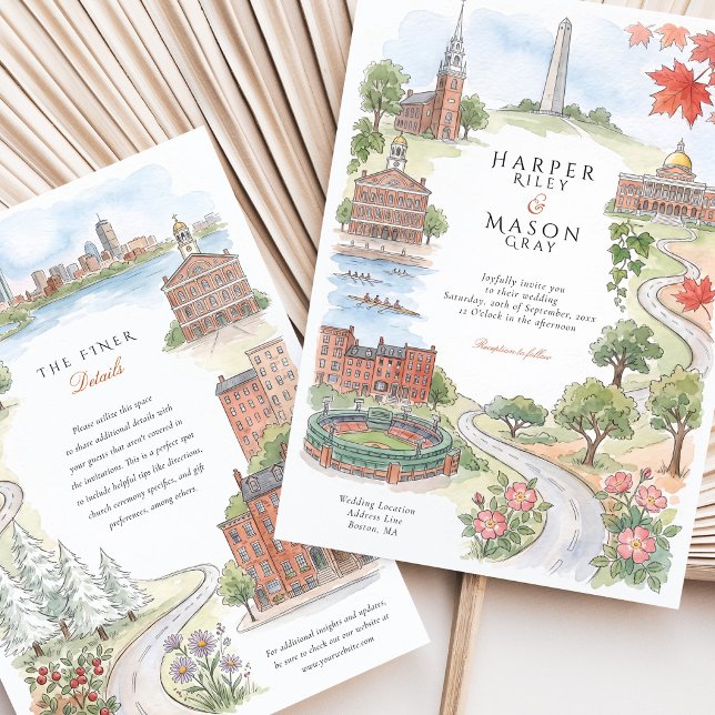 Invitation Mariage à Boston MA avec vue sur Fenway Park et Fa (Créateur téléchargé)