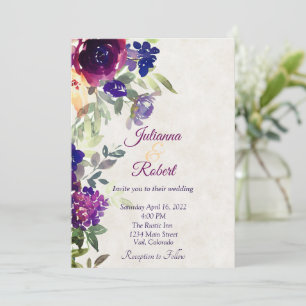 Invitation Mariage à budget floral rose et violet