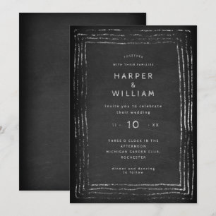 Invitation Mariage à cadre dessiné à la main de tableau noir 