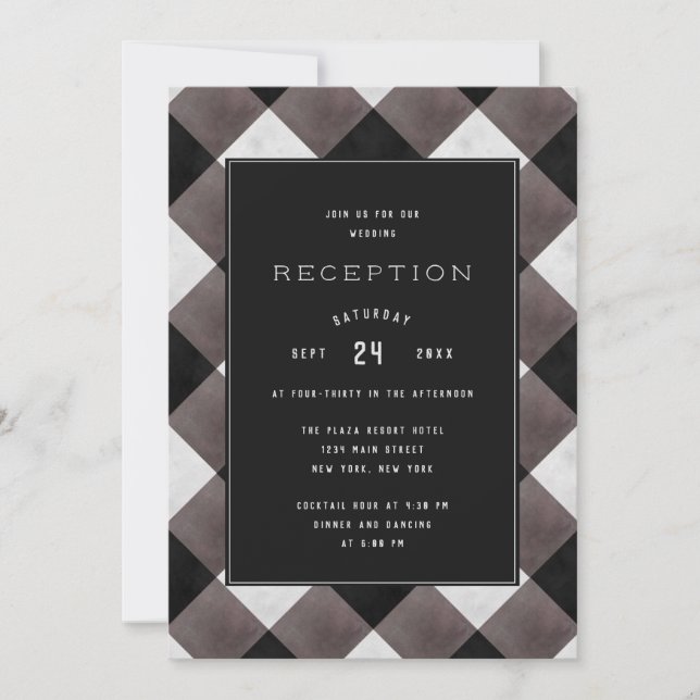 Invitation Mariage à carreaux de plaid de buffle de ferme (Devant)