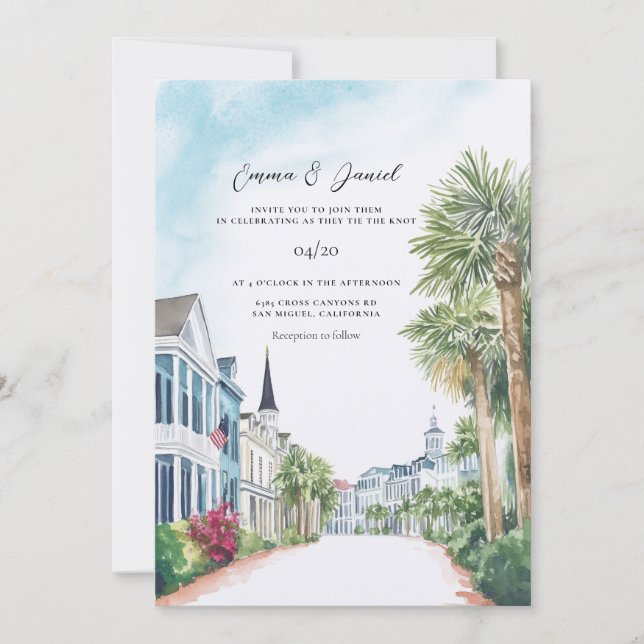 Invitation mariage à charleston caroline du sud (Devant)