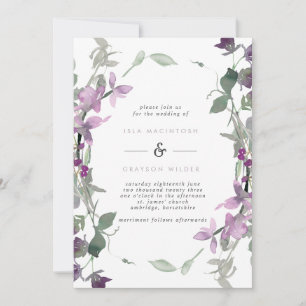 Invitation Mariage à charpente florale Lilac et violet