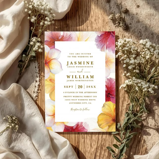 Invitation Mariage à code QR moderne floral Cœurs en fleurs (Créateur téléchargé)