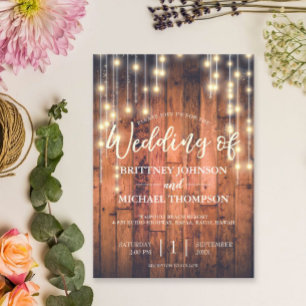 Invitation Mariage à cordes de bois rustique