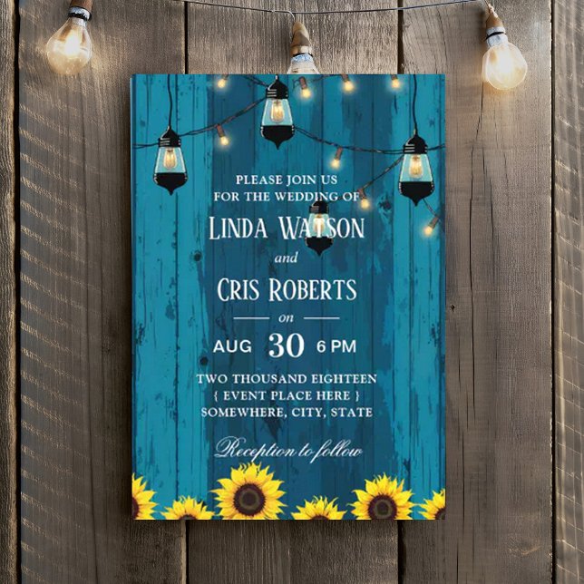 Invitation Mariage à cordes de tournesols de grange rustique (Créateur téléchargé)