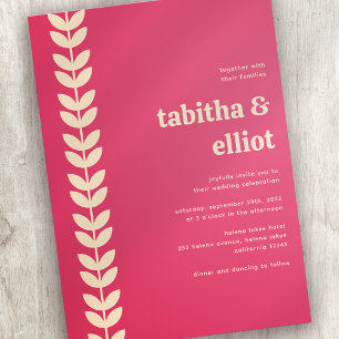 Invitation Mariage à crème rose fleurie moderne rétro