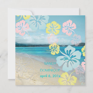 Invitation Mariage à destination sur une plage de sable avec 