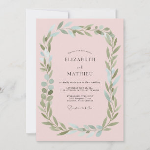 Invitation Mariage à feuillage éthéré rose tendre