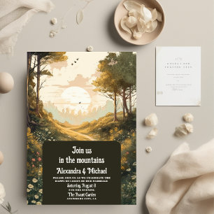 Invitation Mariage À feuillage persistant Rustic Mountain For